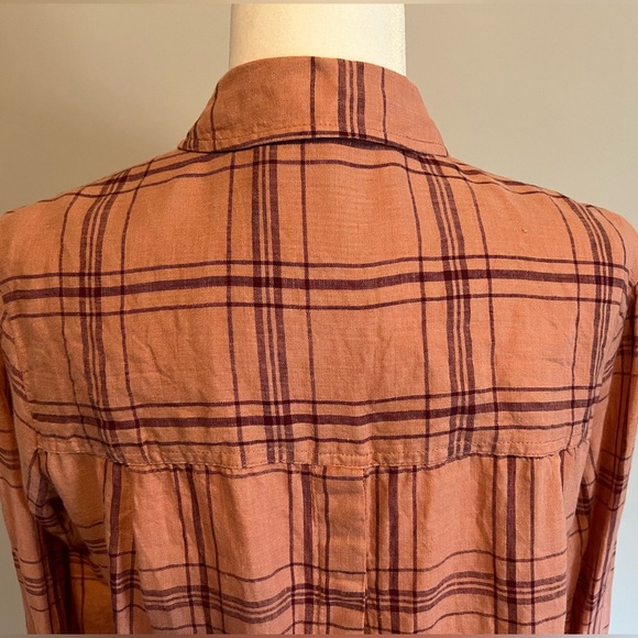Free People No Limits Oversized Linen Plaid Button Down size Small EUC - Picture 10 of 15